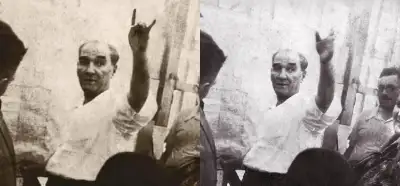 Fotoğrafın Atatürk'ü bozkurt işareti yaparken gösterdiği iddiası