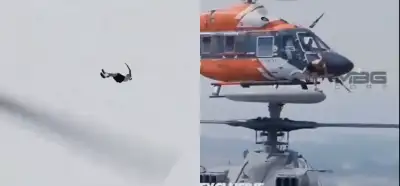 Helikopterin üzerine zıplayan kişiyi gösteren video gerçek mi?