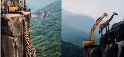 Zürafənin xilas edildiyini göstərən foto realdır?