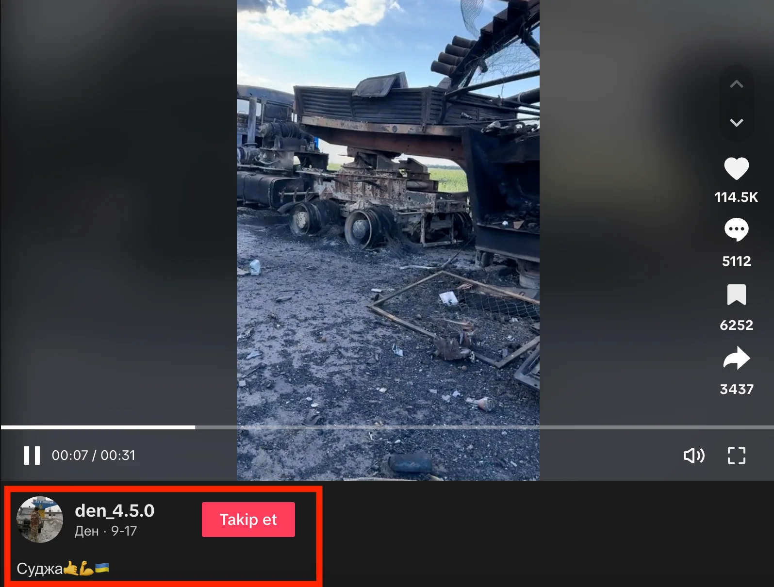 gazze tank israil tiktok ukrayna ekran goruntusu