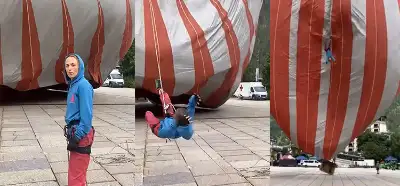 Hava balonuna takılarak havalanan kadını gösteren video Türkiye’den mi?