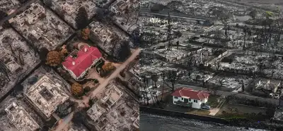 Fotoğraflar Los Angeles'daki yangında hasar almayan evleri mi gösteriyor?