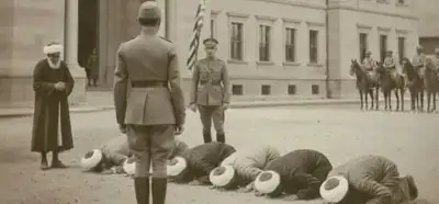Yunan askerlerinin önünde secde edenlerin olduğu görsel gerçek mi?
