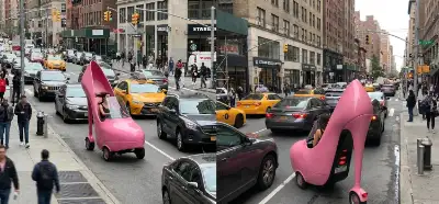 New York'ta trafikte topuklu ayakkabı şeklinde araba görüldüğü iddiası