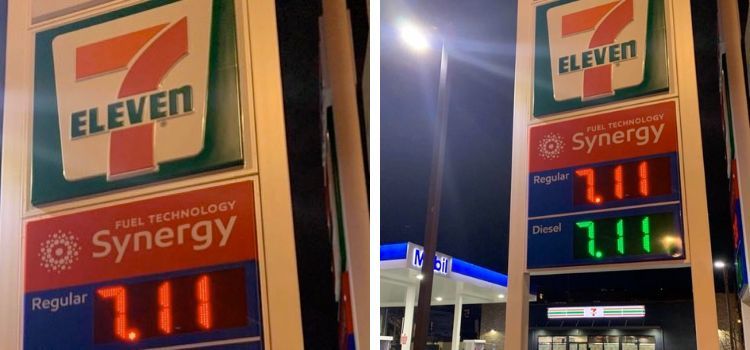 Görselin ABD’deki 7-Eleven’da yakıt fiyatının 7,11 dolar olduğunu gösterdiği iddiası