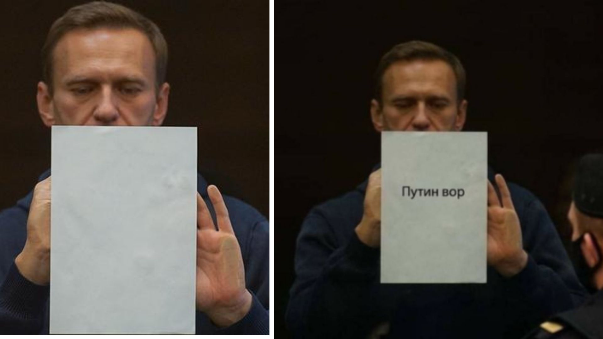 Aleksey Navalnının məhkəmədə “Putin oğrudur” yazılı plakat qaldırdığı iddiası