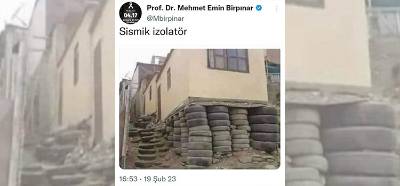 Bakan yardımcısı Birpınar’ın "sismik izolatör" paylaşımı yaptığı iddiası