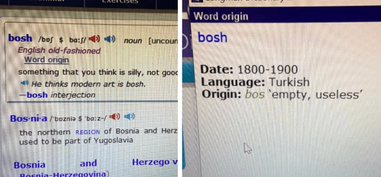 Bosh kelimesinin İngilizceye Türkçeden geçtiği iddiası