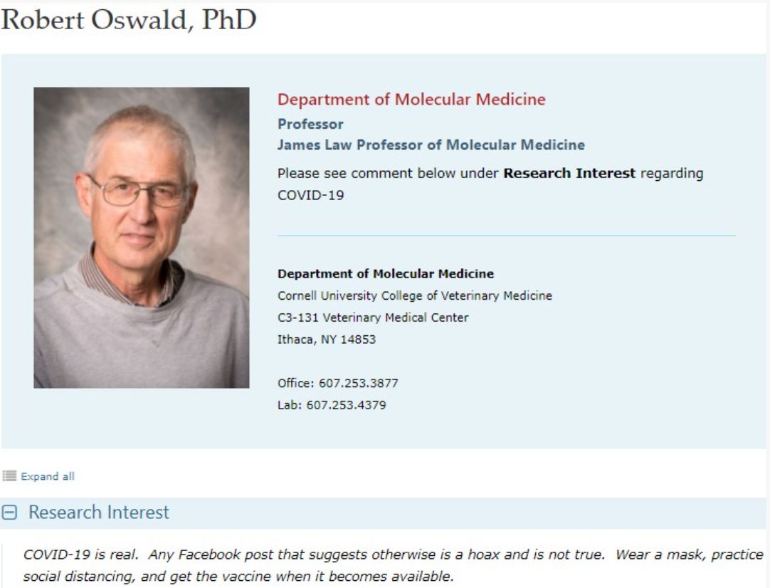 analiz cornell universitesinden robert oswaldun covid 19un yalan oldugunu soyledigi iddiasi 2