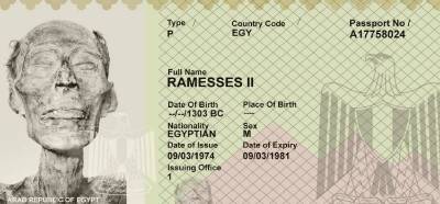 Görselin II. Ramses adına düzenlenen pasaportu gösterdiği iddiası
