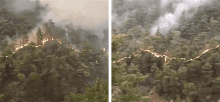 Görüntülerin Alanya Güzelbahçe’de lazerli saldırı sonucu çıkan orman yangınını gösterdiği iddiası
