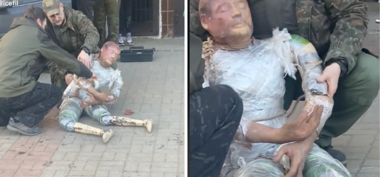 Videonun Ukrayna ordusunun öldürülmüş sivil gibi sunduğu cansız mankeni gösterdiği iddiası