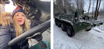 Videonun terk edilmiş Rus askeri aracını kullanmayı öğreten kadını gösterdiği iddiası
