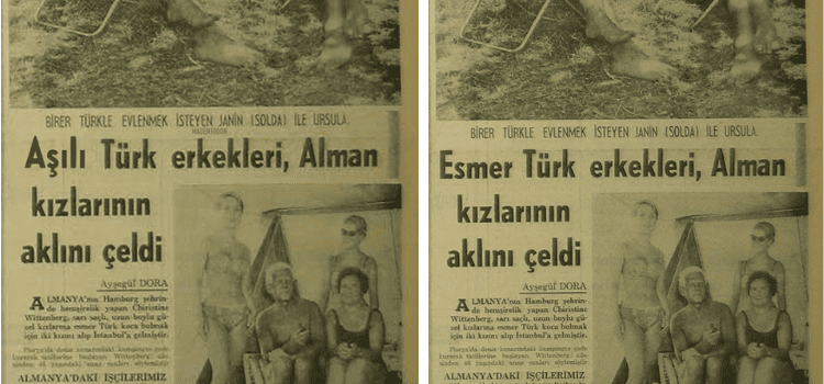 Alman kızlarının aşılı Türk erkeklerine ilgisi hakkındaki bir habere ait olduğu öne sürülen gazete kupürü