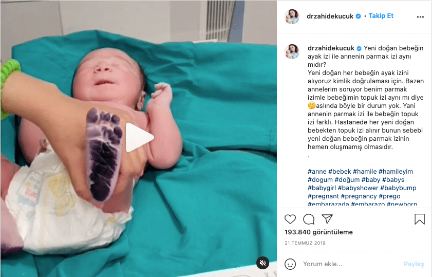 bebeklerin topuk izleri anne parmak izleri ile ayni doktor