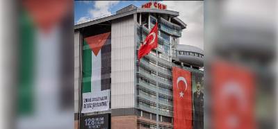 CHP Genel Merkezi’ne asılan Filistin bayrağı görüntüsünün güncel olduğu iddiası