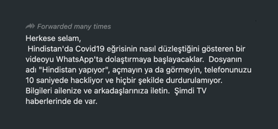 Arjantin, Hindistan ve Türkiye'nin Covid-19 vakalarıyla ilgili videolarının telefona virüs bulaştırdığı iddiası