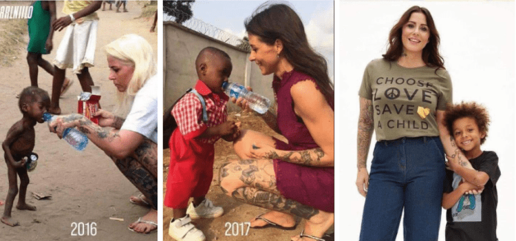Danimarkalı kadının evlat edindiği Nijeryalı çocuğun değişimini gösterdiği iddia edilen fotoğraf