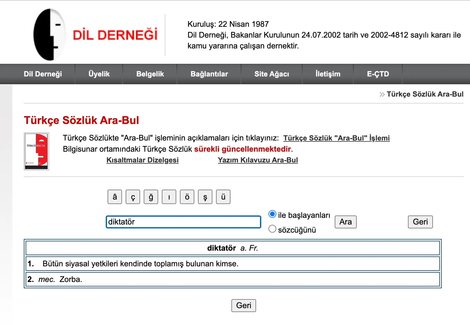 dil dernegi diktator
