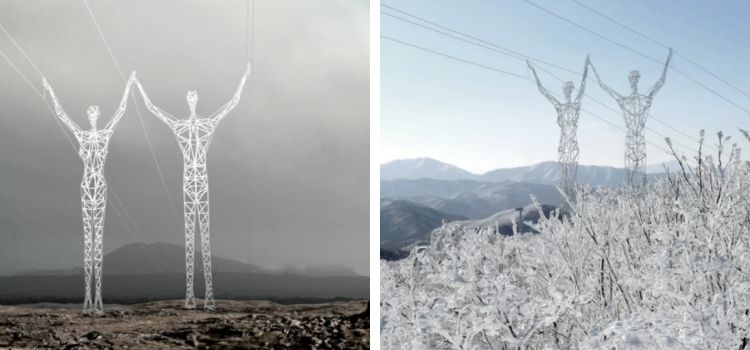 İzlanda'da insan şeklinde elektrik direkleri olduğu iddiası