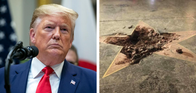 Donald Trump’ın Walf of Fame’deki parçalanan yıldızının fotoğrafı eski tarihli