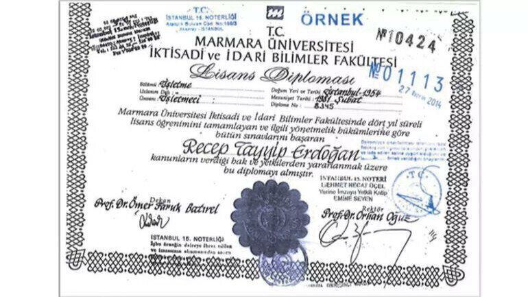 erdogan diploma ornegi