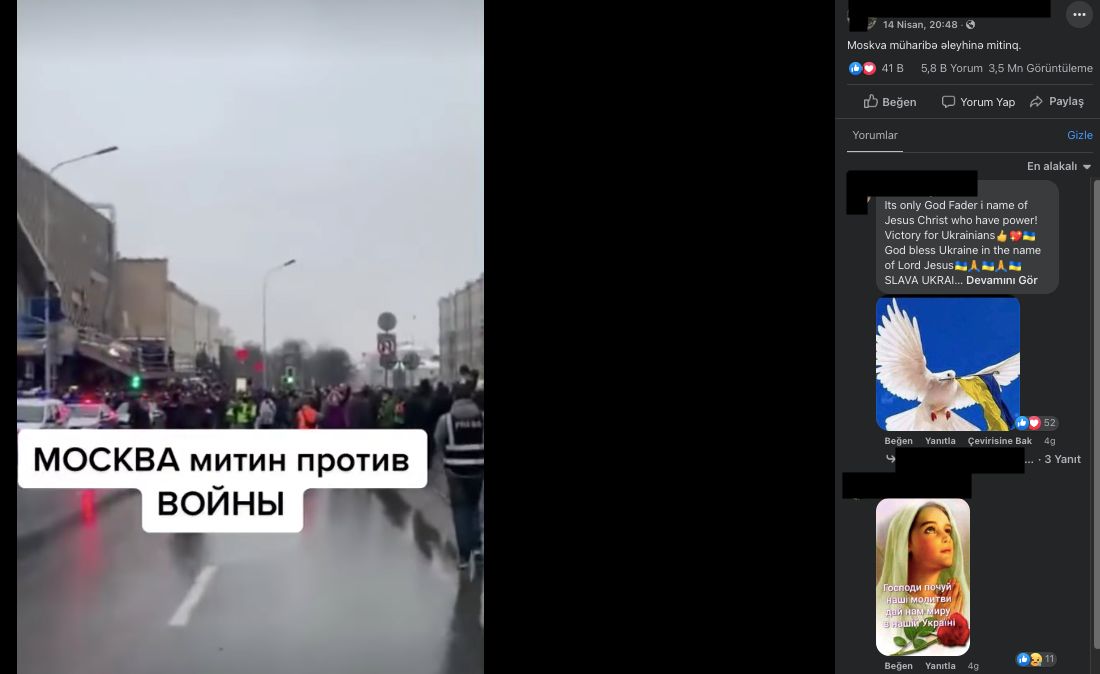facebook iddia ekrani videonun moskvadaki mitinqi gosterdiyi iddiasi