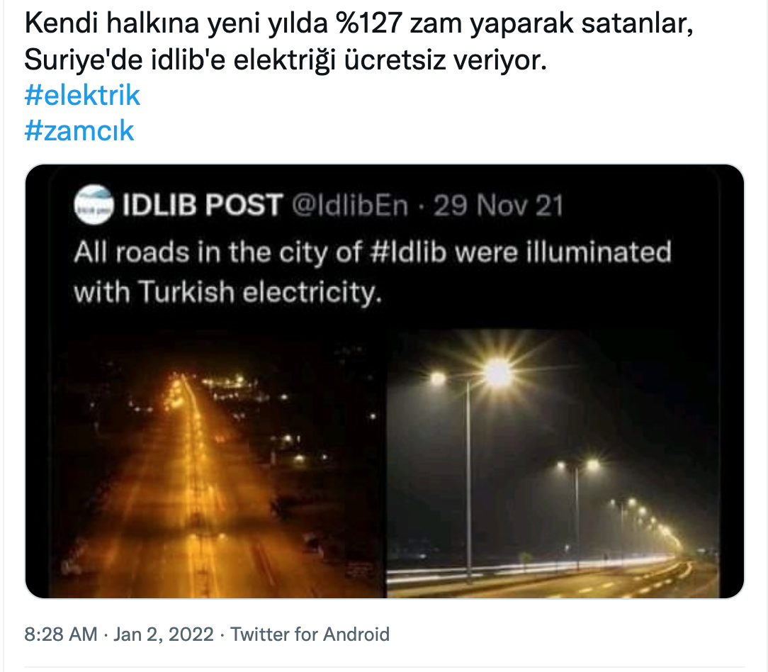 fotograf turkiye idlibe ucretsiz elektrik vermiyor iddia