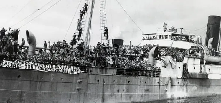 Görselin 1947 yılında Yahudilerin Filistin'e varışını gösterdiği iddiası