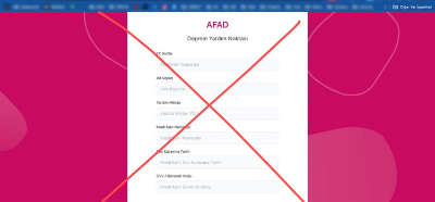 Görseldeki sitenin AFAD’ın resmi yardım sitesi olduğu iddiası