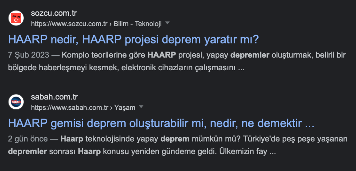 haarp arama sonuclari