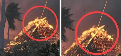 Fotoğrafın Hawaii'deki orman yangınlarının lazerle çıkarıldığını gösterdiği iddiası