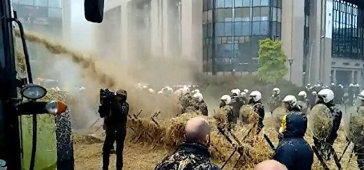 Videonun nitrojen emisyonu azaltım politikasını protesto için gübre ve samanla polise saldıran Hollandalı çiftçileri gösterdiği iddiası