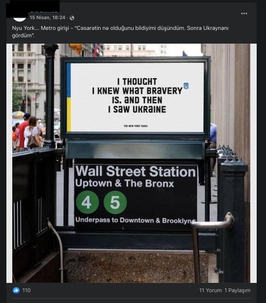 iddia ekrani fotonun new york metro girisinde ukrayna haqqinda yazilanlari