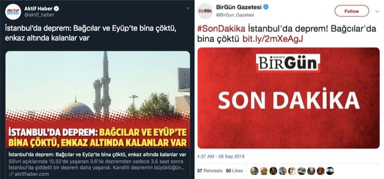 26 Eylül İstanbul depreminde Bağcılar'da bir binanın çöktüğü iddiası