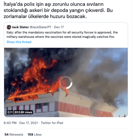 italyadaki yanginin covidle ilgisi yok