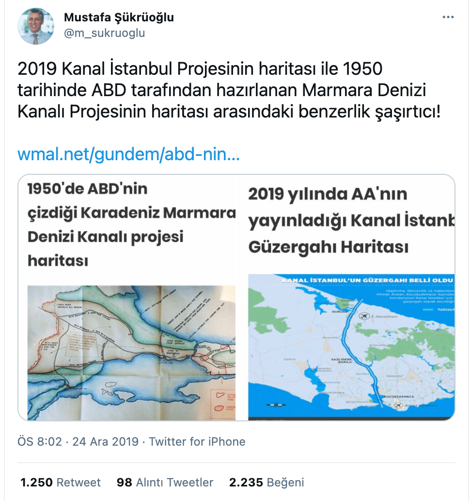 kanal istanbul abd harita iddiasi