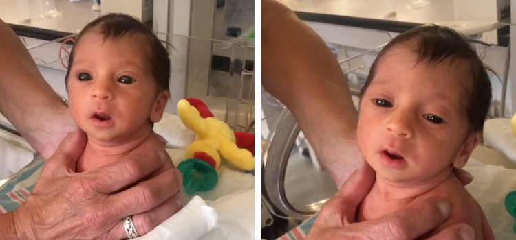 Fotoğrafın Covid-19 aşısı yüzünden simsiyah gözlü doğan insanüstü bebeği gösterdiği iddiası