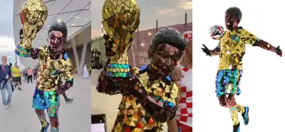Video aynalı Pele kostümü giyen bir taraftarı mı gösteriyor?