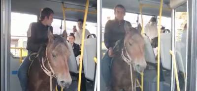 Otobüse atıyla binen kişiyi gösteren videonun Kars'tan olduğu iddiası