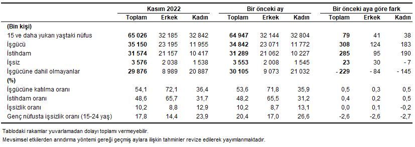 kasim ayi istihdam 2022 dk