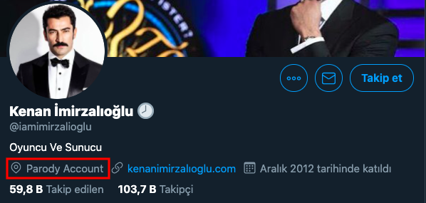 Kənan İmirzalıoğluna aid olduğu düşünülən Twitter hesabı