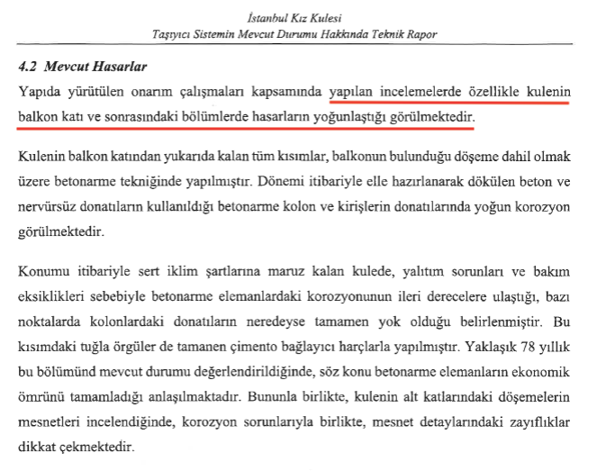 kiz kulesinin yikildigi iddiasi teknik rapor