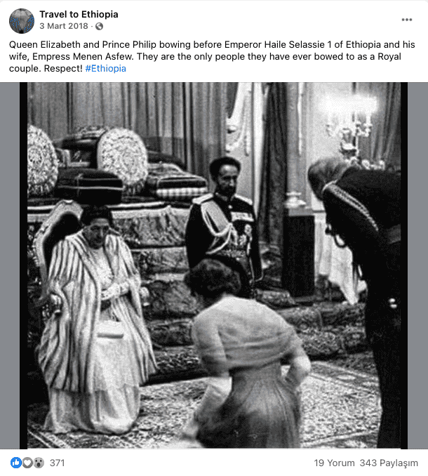 kralice elizabeth etiyopya imparatoru onunde egilmedi iddia