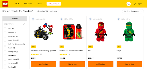 legonun resmi saytindaki axtaris neticeleri