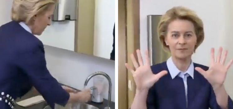 Videonun Ursula von der Leyen'in su tasarrufu için nasıl el yıkandığını gösterdiği iddiası