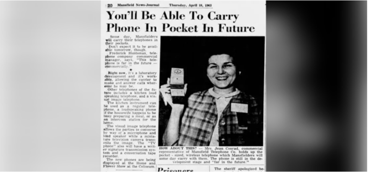 1963-cü ilə aid bir qəzetdə cib telefonunun göstərildiyi iddiası