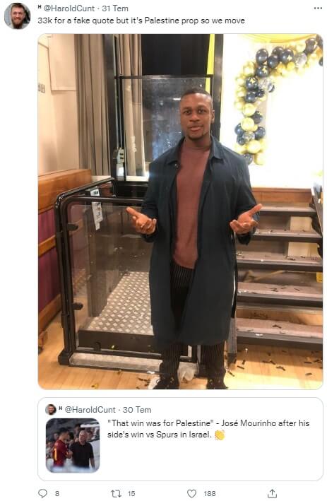 mourinho filistin iddia yalanlama