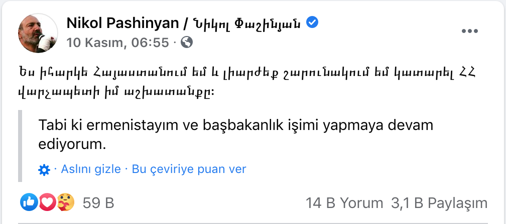 pasinyan iddiasi goreve devam