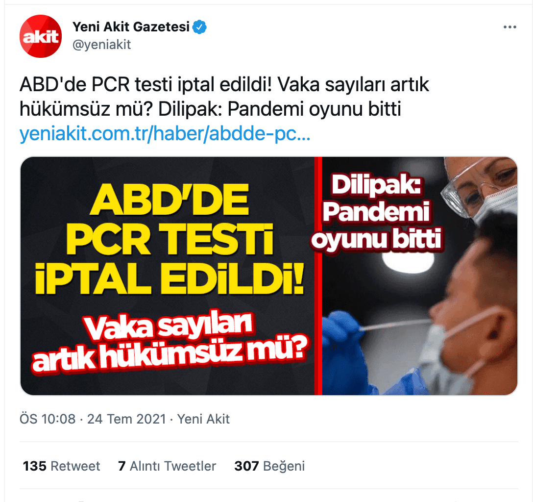 pcr testinin fda tarafindan iptal edildigi iddiasi